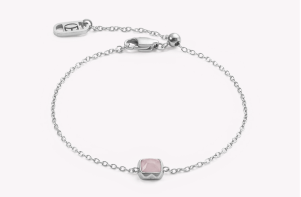 Coeur de Lion Silver Bracelet Rose Quartz - October